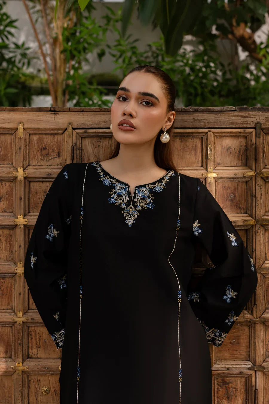 Velour Black 2Pc - Embroidered Summer Dress
