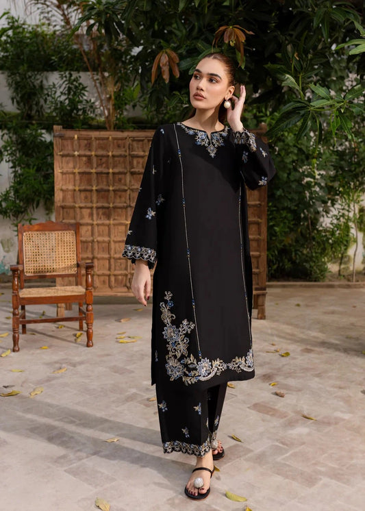 Velour Black 2Pc - Embroidered Summer Dress